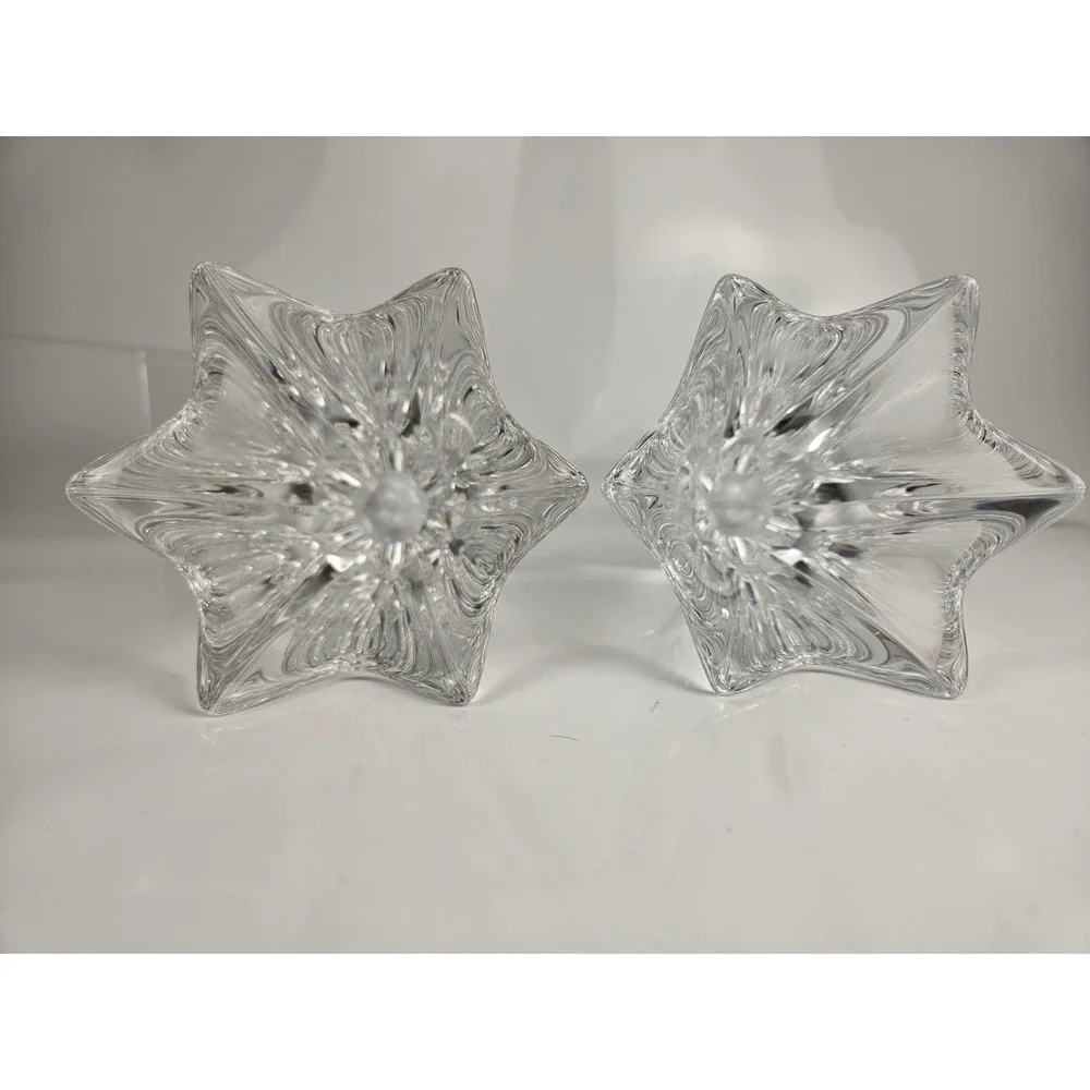 Set Of‎ 2 Orrefors Crystal Belle Tulip Flower Vases 5 7/8 Inch Paneled Lovely